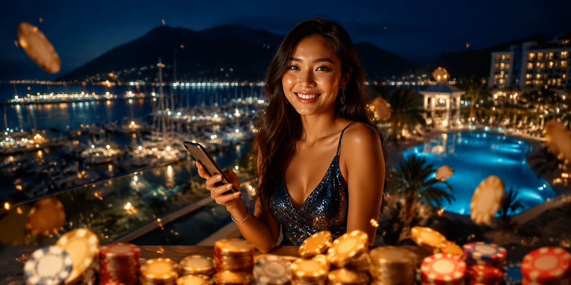 Pengguna Malaysia log masuk ke akaun srl110 di telefon pintar di Langkawi